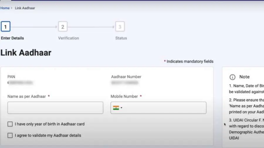 PAN Card Link With Aadhar 