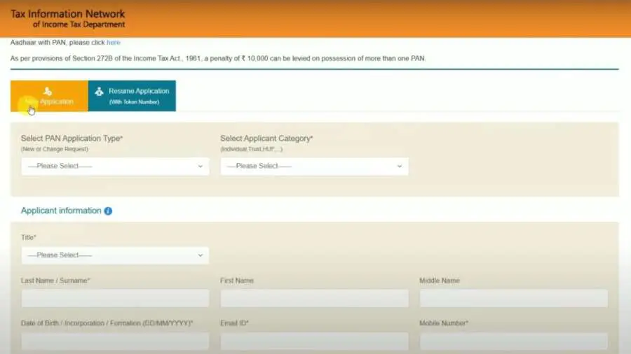 PAN card online apply