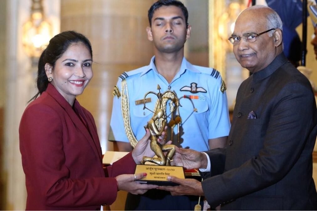 prashanti singh taking arjun award from president