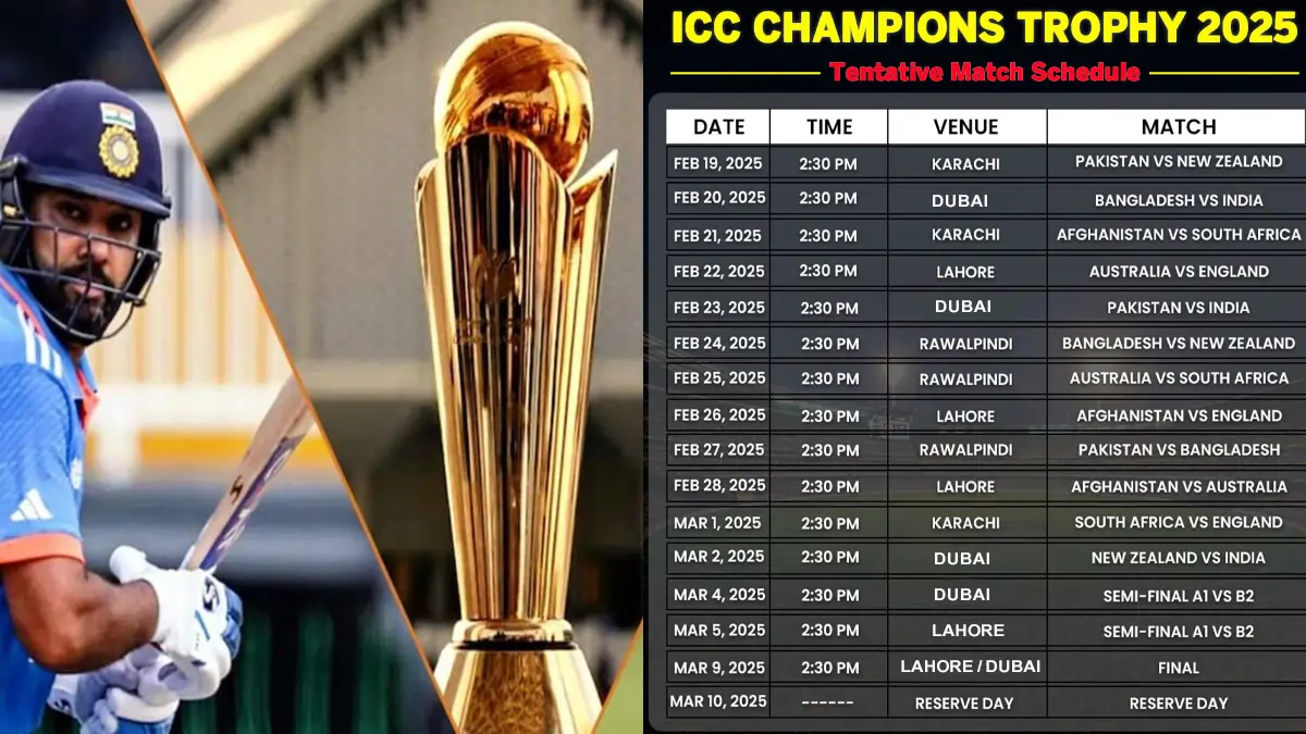 icc champions trophy match schedule