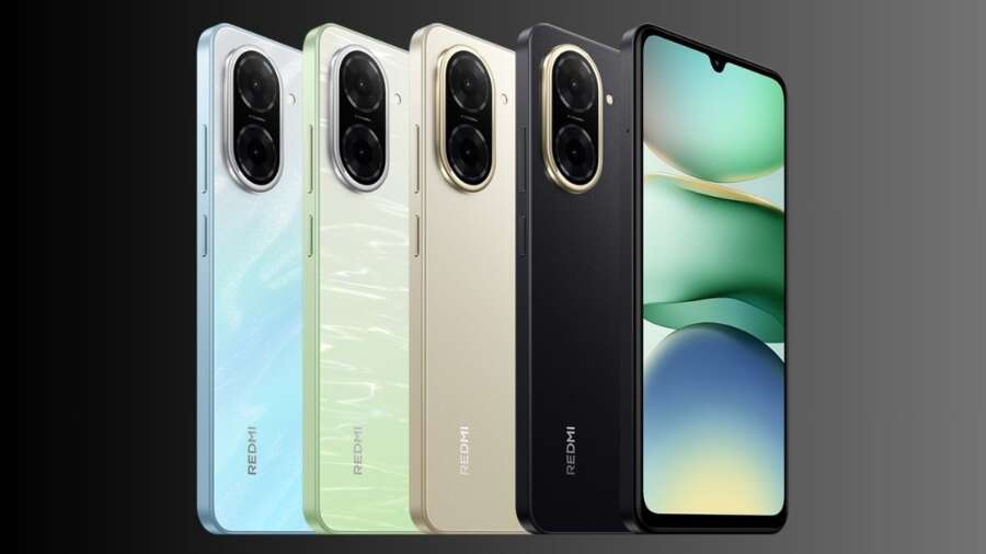 Redmi A5 स्मार्टफोन का फ्रंट और बैक व्यू.