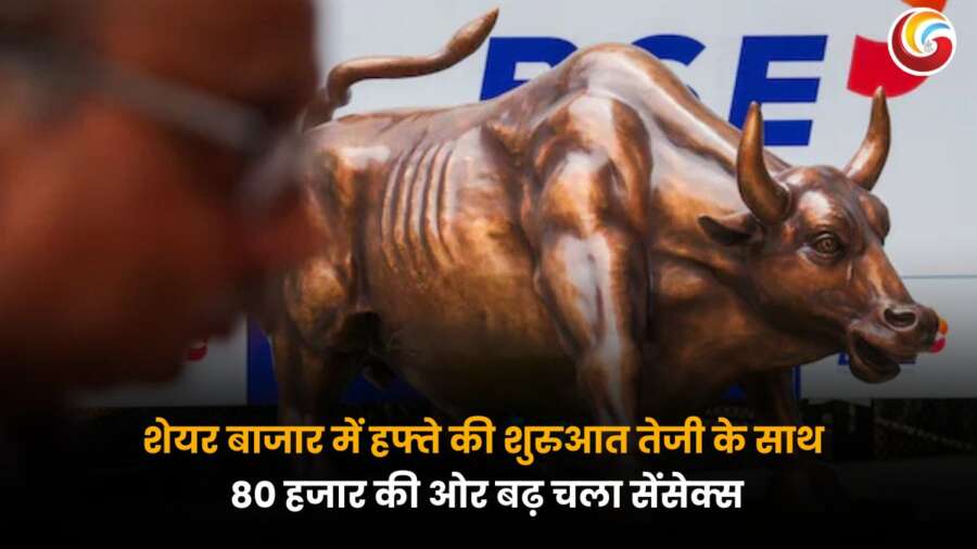 शेयर बाजार में तेजी के साथ शुरुआत, सेंसेक्स 80 हजार के करीब