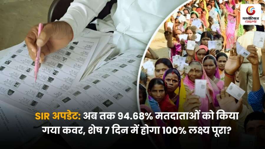 Election Commission: SIR अपडेट में अब तक 94.68% मतदाताओं को कवर किया गया, चुनाव आयोग ने शेष 7 दिनों में 100% लक्ष्य पूरा करने का भरोसा जताया, जानिए पूरी जानकारी इस पोस्ट में.