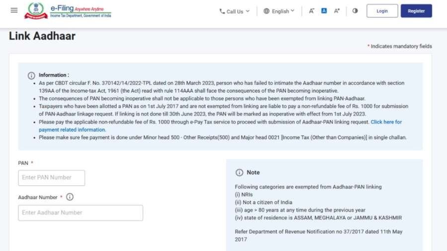 PAN Card Link With Aadhar