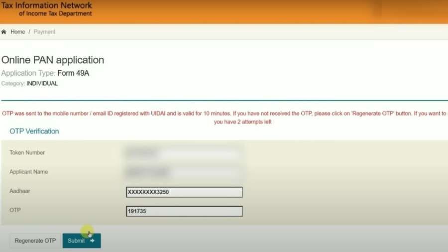 PAN card online apply