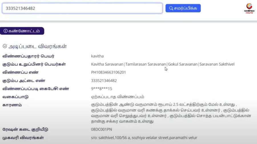 Kalaignar Magalir Urimai Thittam Tamil Nadu