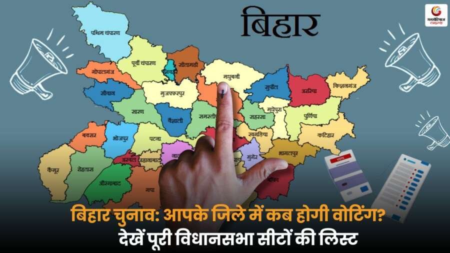 Bihar Election 2025 में आपके जिले की वोटिंग डेट्स देखें, पूरी विधानसभा सीटों की लिस्ट के साथ मतदान की जानकारी और समय जानें.