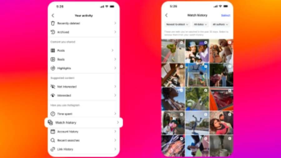 Instagram Watch History feature