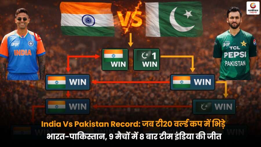 India Vs Pakistan Record टी20 वर्ल्ड कप में भारत बनाम पाकिस्तान मुकाबलों में टीम इंडिया का दबदबा, 9 में 8 मैच जीते