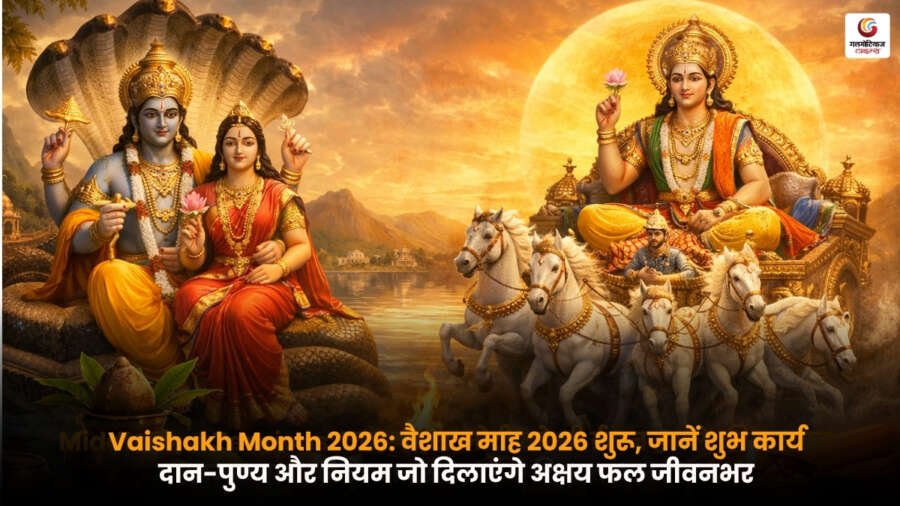 Vaishakh Month 2026 में पूजा करते श्रद्धालु, गंगा स्नान, दान-पुण्य और व्रत-उपवास करते लोग, धार्मिक माहौल में वैशाख के नियमों का पालन करते हुए आध्यात्मिक शांति प्राप्त करते दृश्य.