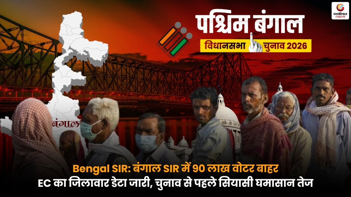 Bengal SIR रिपोर्ट में 90 लाख वोटरों के नाम हटने पर विवाद, चुनाव आयोग ने जिलावार डेटा जारी किया, बंगाल की राजनीति में हलचल.