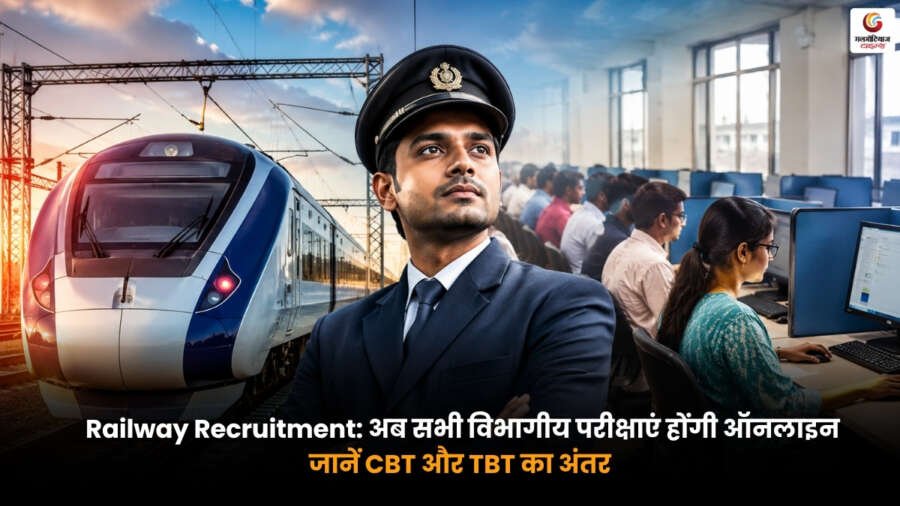 Railway Recruitment online exam update showing CBT and TBT difference in railway departmental examinations