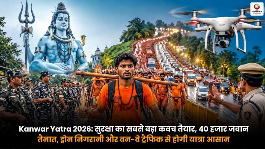 Kanwar Yatra 2026 में 40 हजार जवानों की तैनाती, ड्रोन निगरानी और वन-वे ट्रैफिक व्यवस्था के साथ सुरक्षा के विशेष इंतजाम