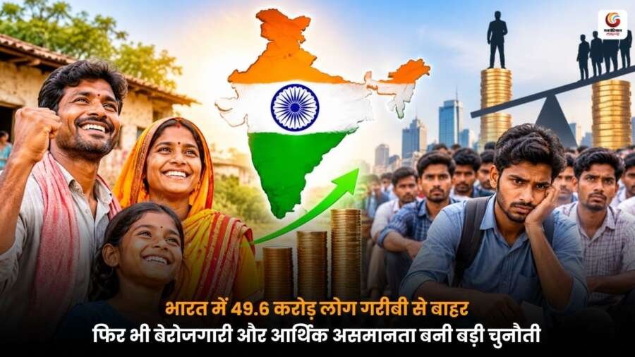 India poverty reduction भारत में गरीबी में कमी, बेरोजगारी और आर्थिक असमानता की चुनौती को दर्शाती तस्वीर
