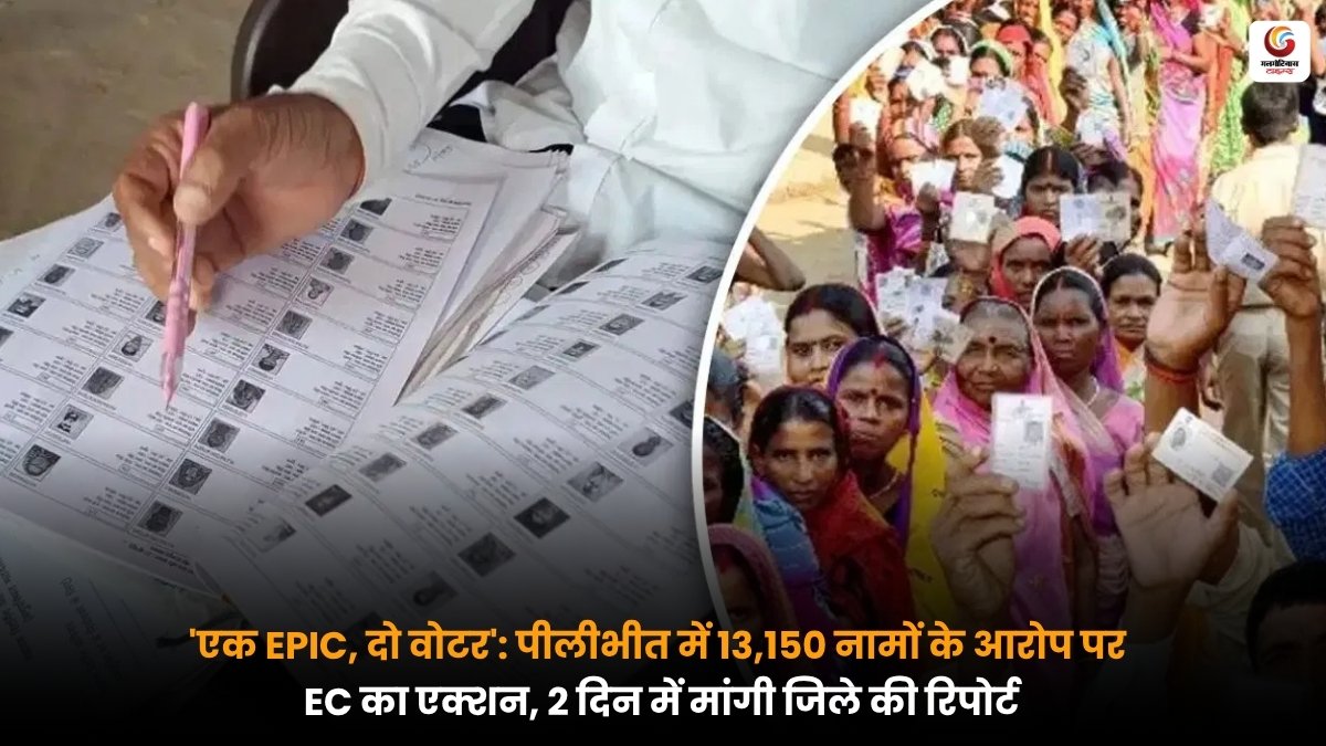 पीलीभीत में मतदाता सूची में कथित गड़बड़ी और EPIC नंबर विवाद की जांच करते चुनाव अधिकारी